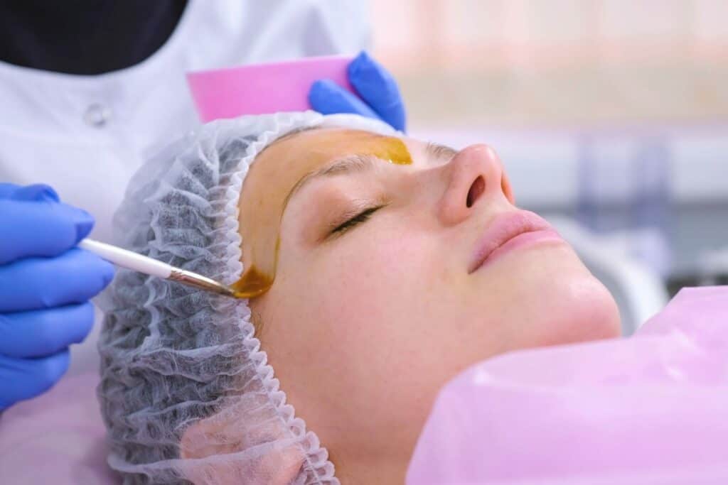 A Lady taking Chemical Peels on her face | Glow Beauty Bar in Smyrna, GA